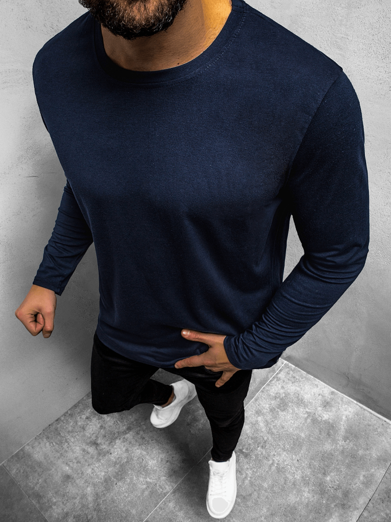 Longsleeve męski gładki granatowy OZONEE JS/CX01