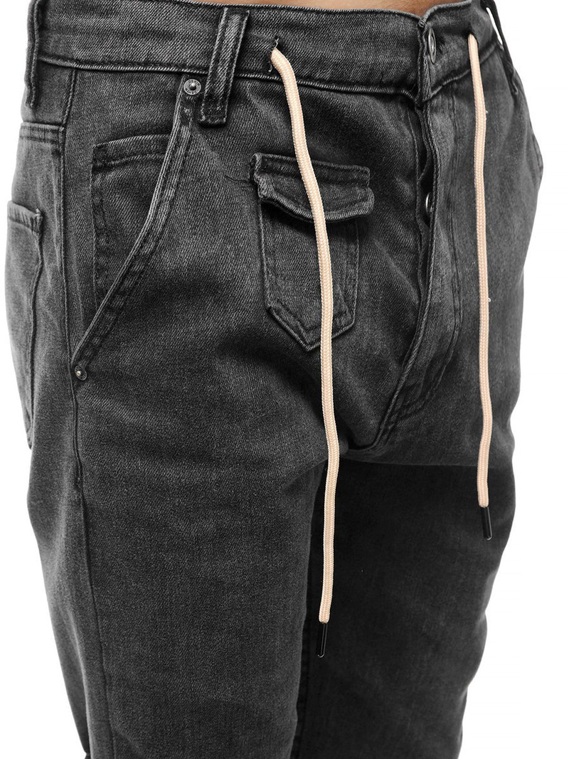 Spodnie męskie joggery jeansowe grafitowe OZONEE O/1097