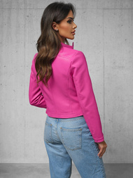 Kurtka skórzana damska różowa OZONEE JS/11Z8127