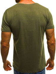 T-Shirt męski z nadrukiem khaki OZONEE O/1172 