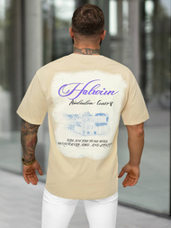 T-shirt męski loose fit beżowy OZONEE O/YN2/632