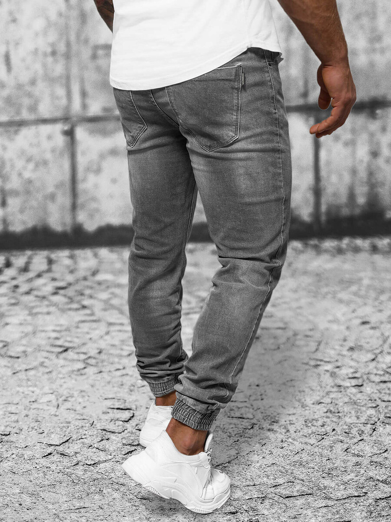 Spodnie jeansowe joggery męskie grafitowe OZONEE NB/MP0275GC