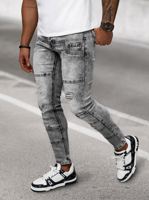 Spodnie jeansowe męskie slim fit grafitowe OZONEE NB/MP0163N