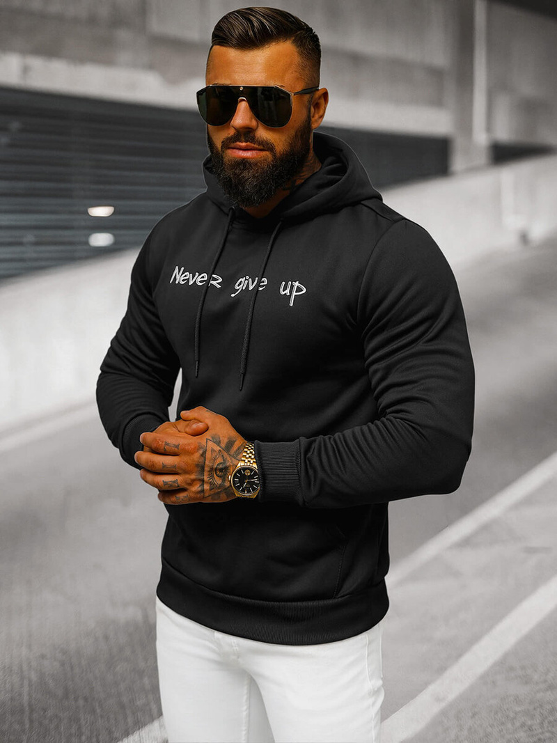 Bluza z kapturem męska czarna OZONEE JS/27B6512/3