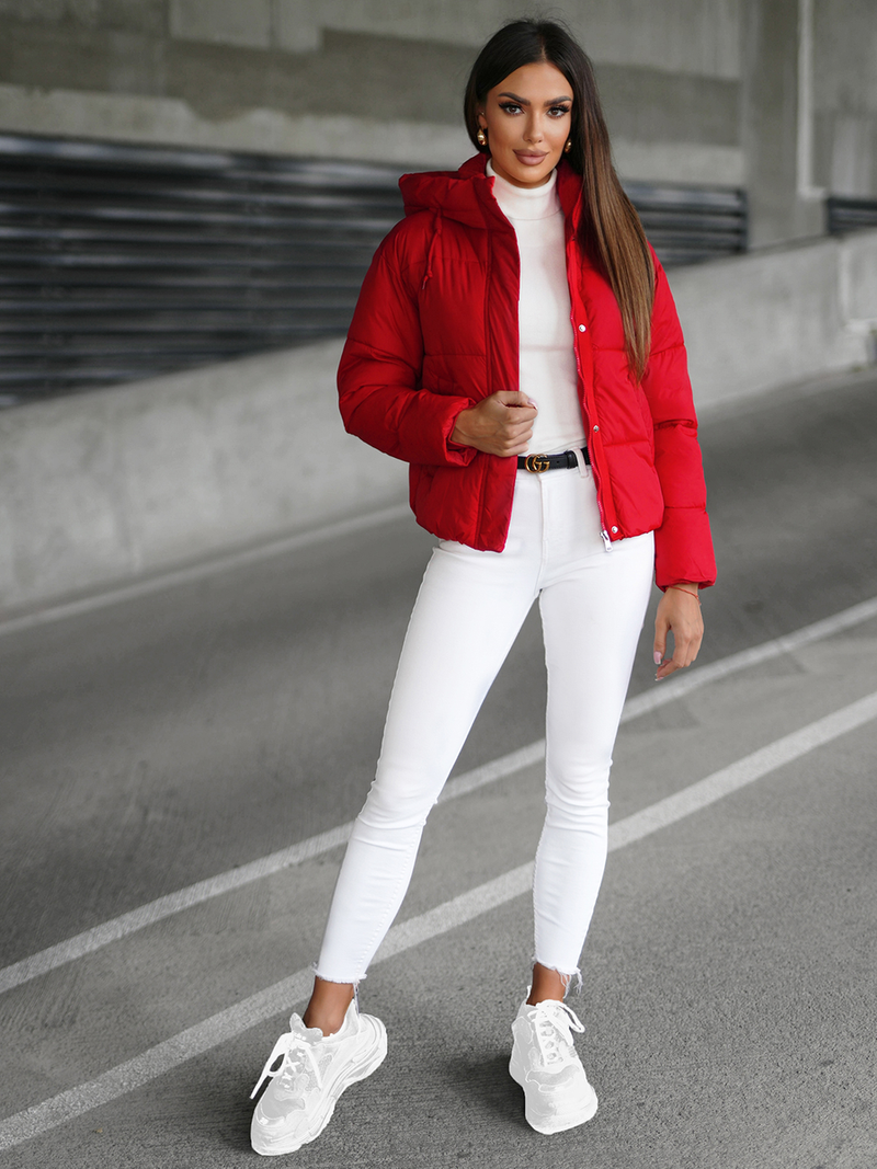 Kurtka zimowa damska pikowana czerwona OZONEE JS/16M9188/270Z