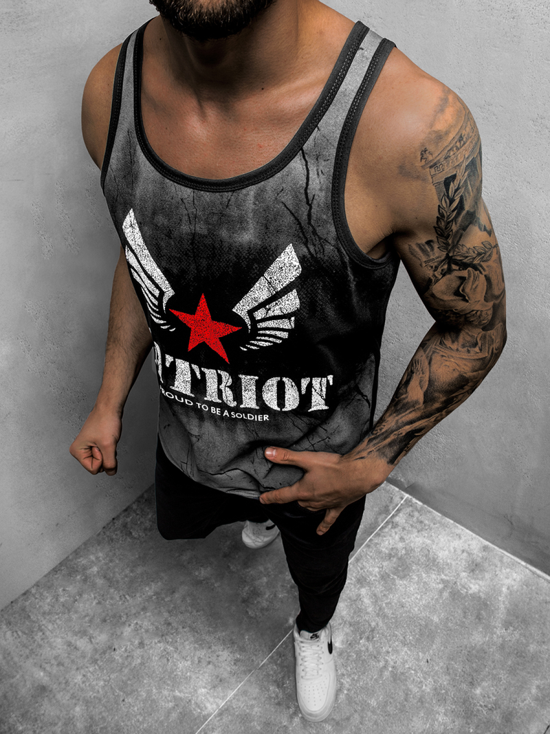 T-Shirt męski bez rękawów czarny OZONEE JS/SS11056Z