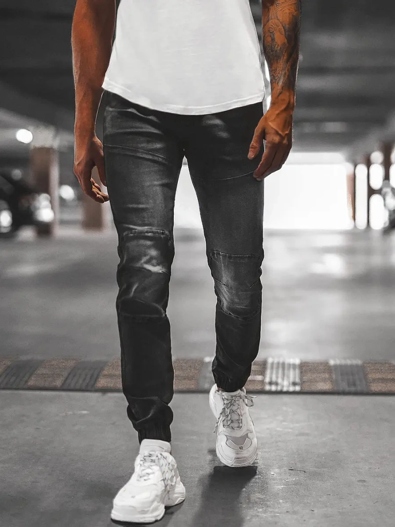 Spodnie jeansowe joggery męskie czarne OZONEE NB/MP0011NZ