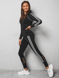 Komplet sportowy dwuczęściowy damski czarny OZONEE JS/HD070/1Z