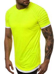 T-Shirt męski bez nadruku żółty-neonowy OZONEE O/1262X