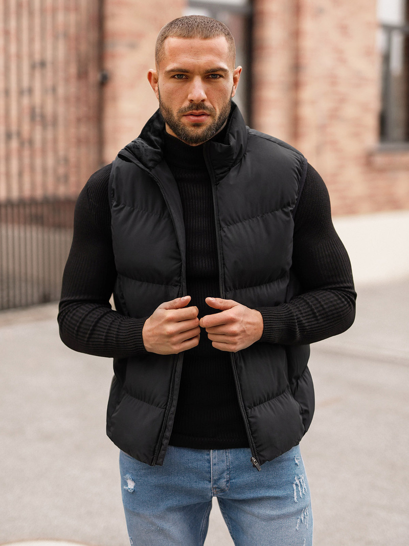 Kamizelka męska pikowana czarna OZONEE JS/18M1159/392Z