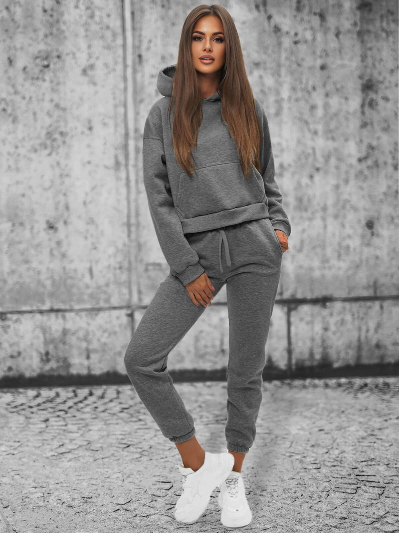 Komplet dresowy dwuczęściowy damski grafitowy OZONEE JS/8C69/5Z