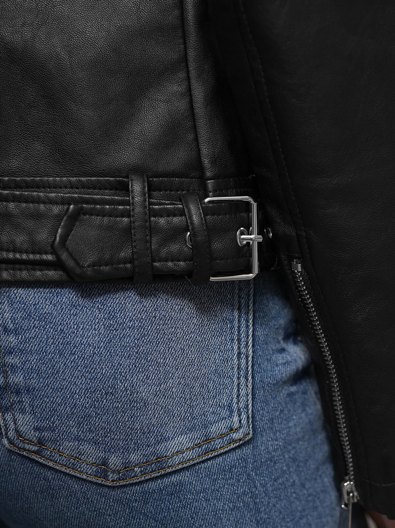 Kurtka skórzana damska ramoneska czarna OZONEE JS/11Z8062