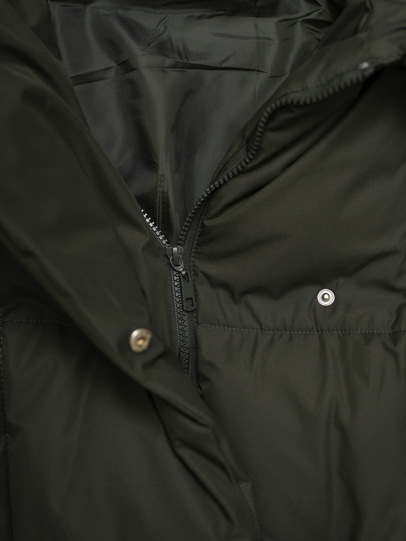 Płaszcz zimowy damski pikowany ciemno-zielony OZONEE JS/5M3227/136