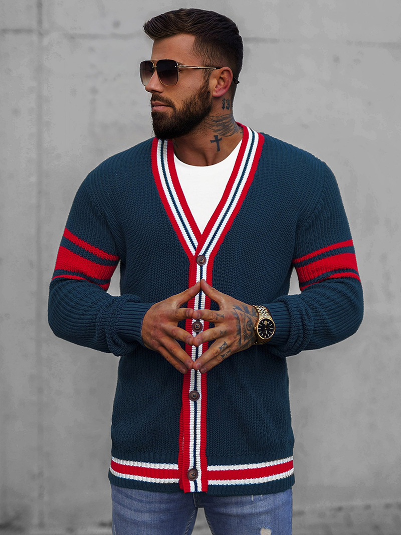 Sweter męski kardigan granatowy OZONEE O/H9600