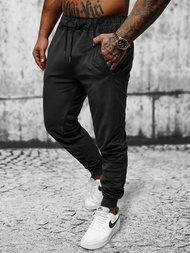 Spodnie dresowe męskie welurowe czarne OZONEE JS/8K1172/3