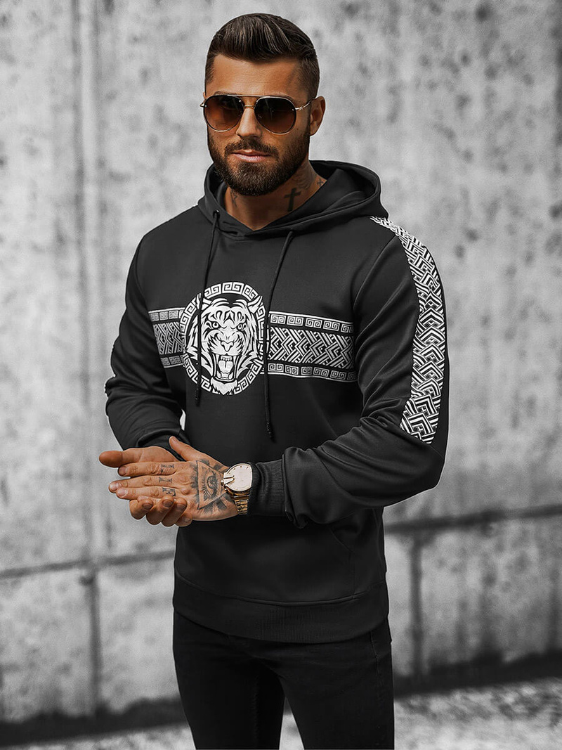 Bluza z kapturem męska czarna OZONEE JS/8B996/3