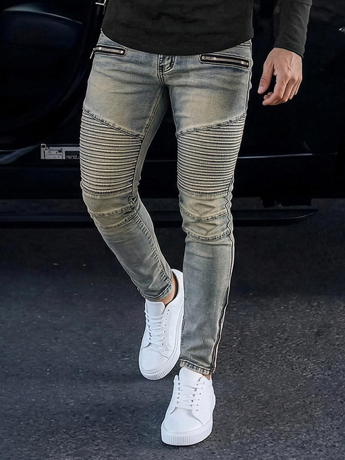 Spodnie jeansowe męskie slim fit niebieskie OZONEE O/EM8886Z
