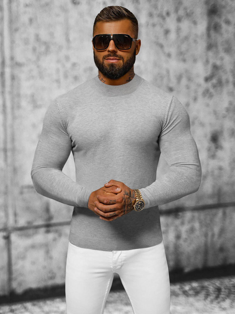 Sweter męski półgolf szary OZONEE NB/MMB603/2Z