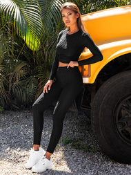 Komplet sportowy dwuczęściowy damski czarny OZONEE O/22060Z