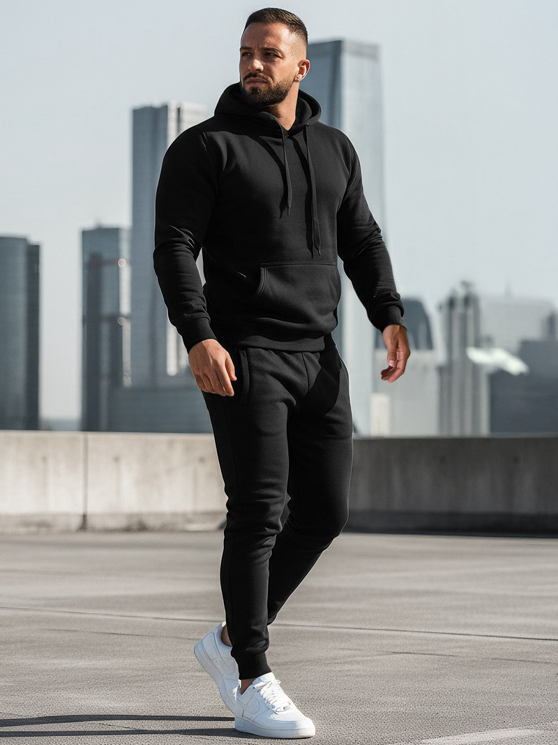 Komplet dresowy męski czarny OZONEE JS/68C10381/3Z