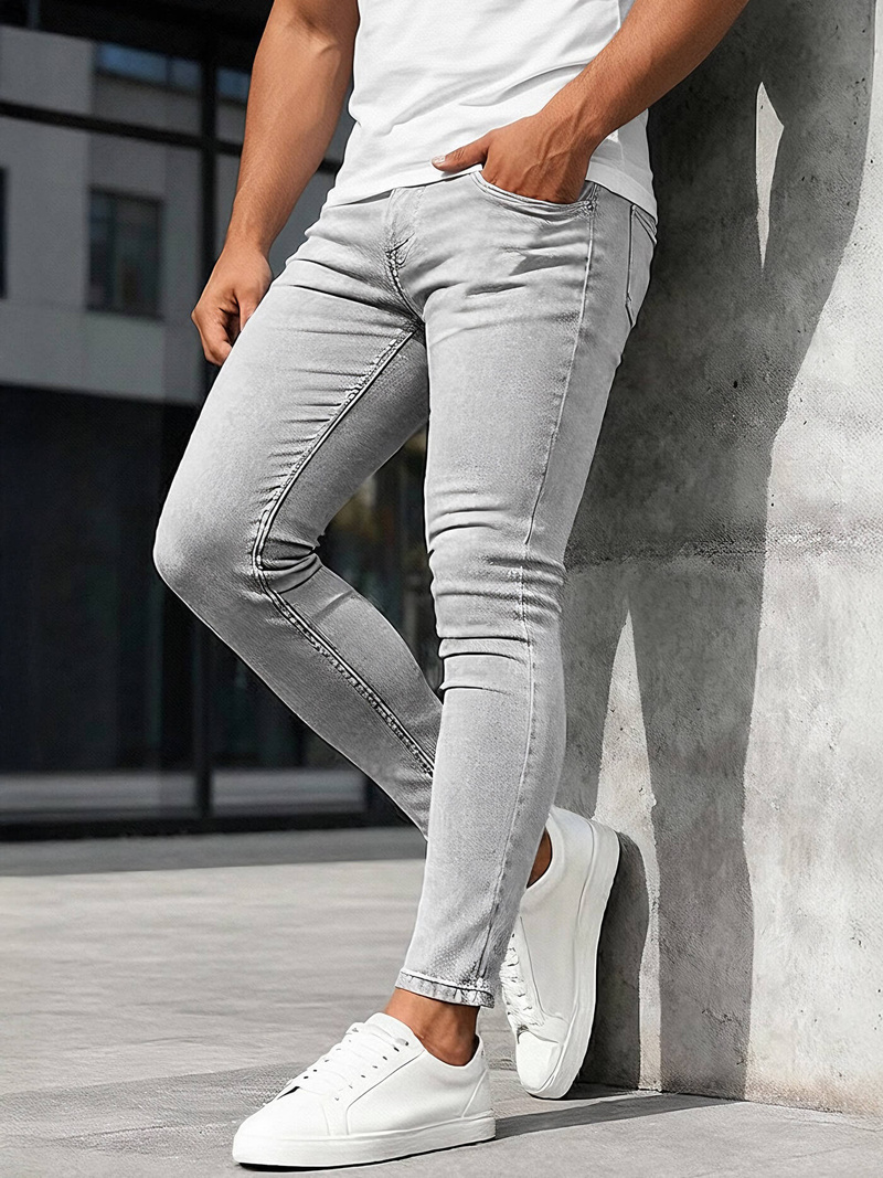Spodnie jeansowe męskie slim fit szare OZONEE DO/2822/3