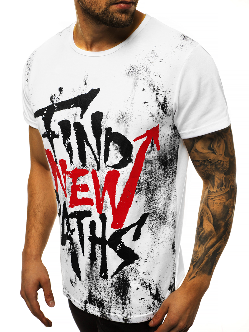 T-Shirt męski biały OZONEE JS/KS2013