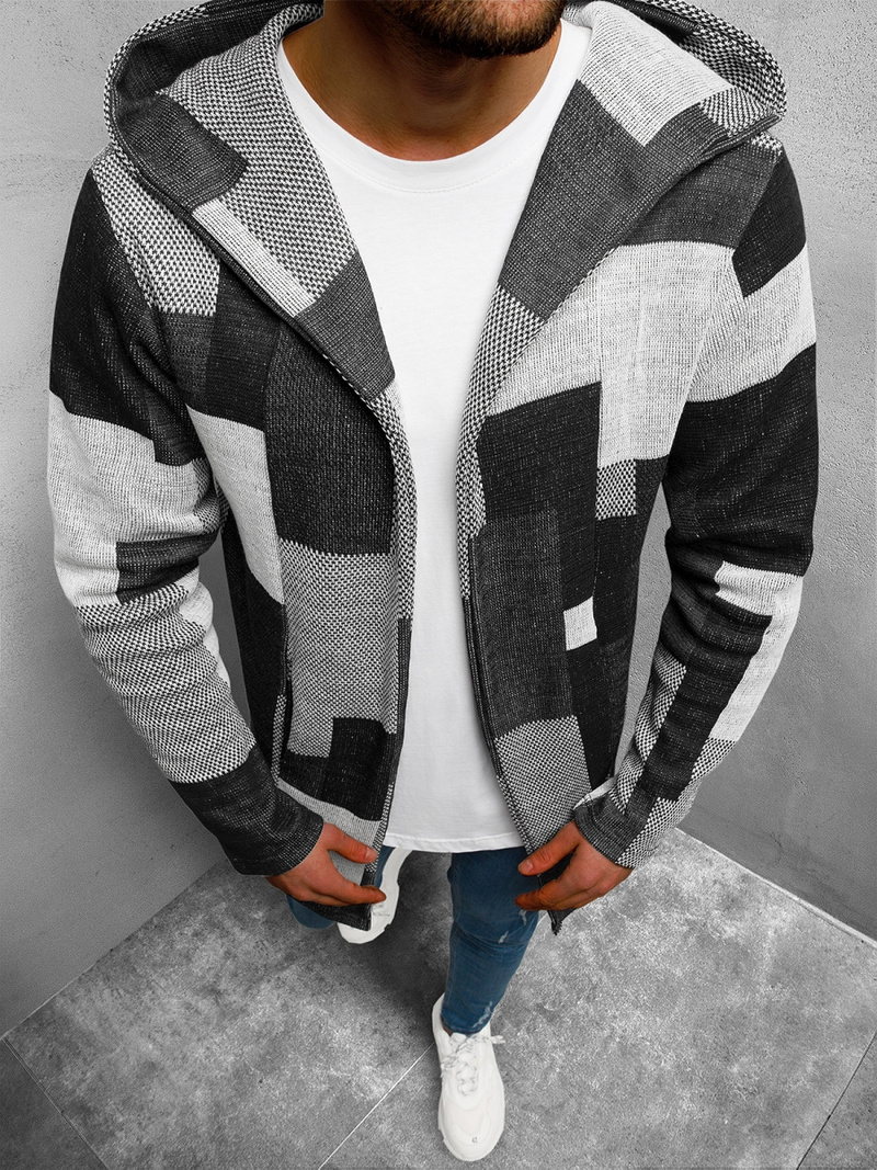 Bluza męska z kapturem szara OZONEE N/3501Z