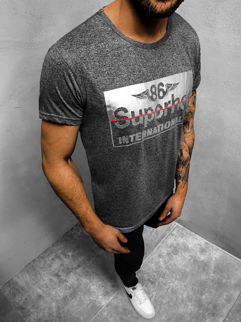 T-Shirt męski czarny OZONEE JS/KS2056Z