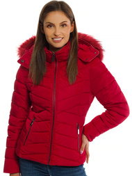 Kurtka zimowa damska z futerkiem bordowa OZONEE O/DK024/4