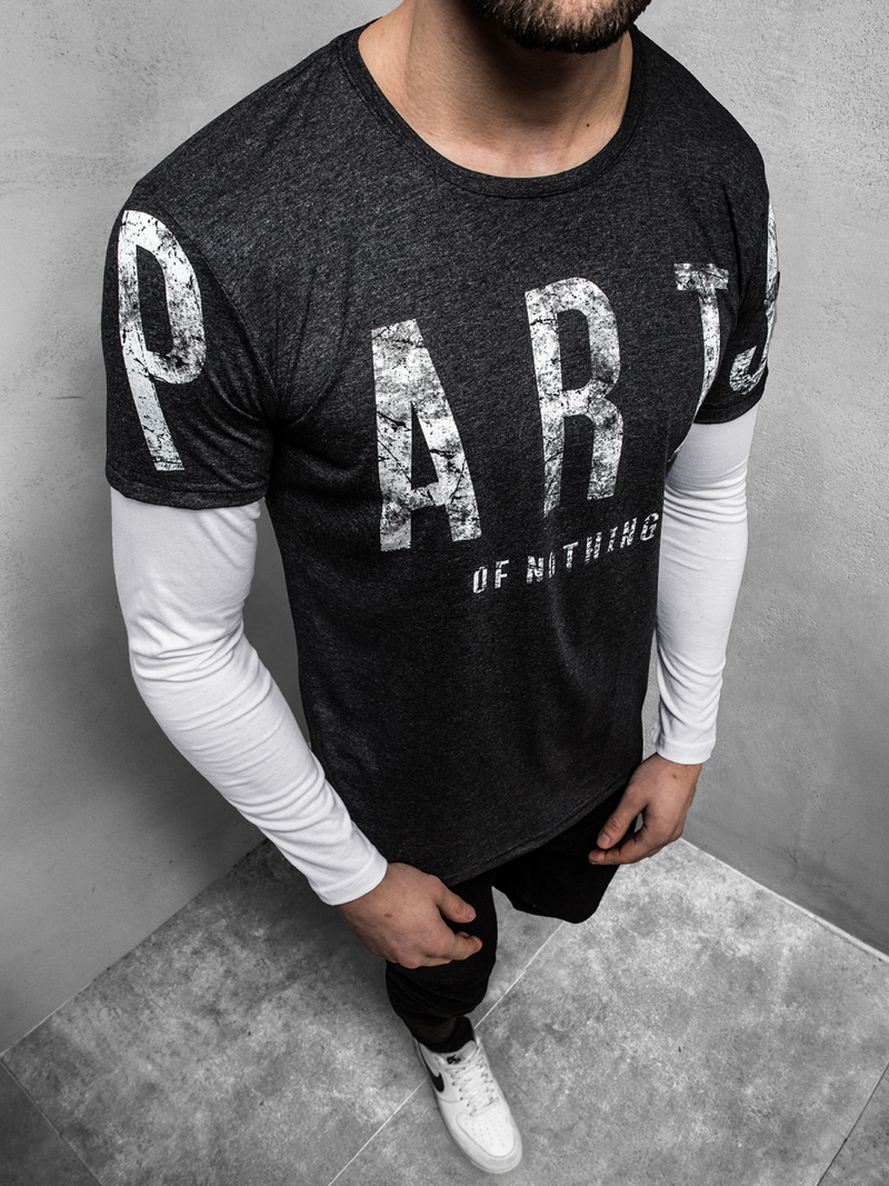 Longsleeve męski grafitowy OZONEE O/1292Z