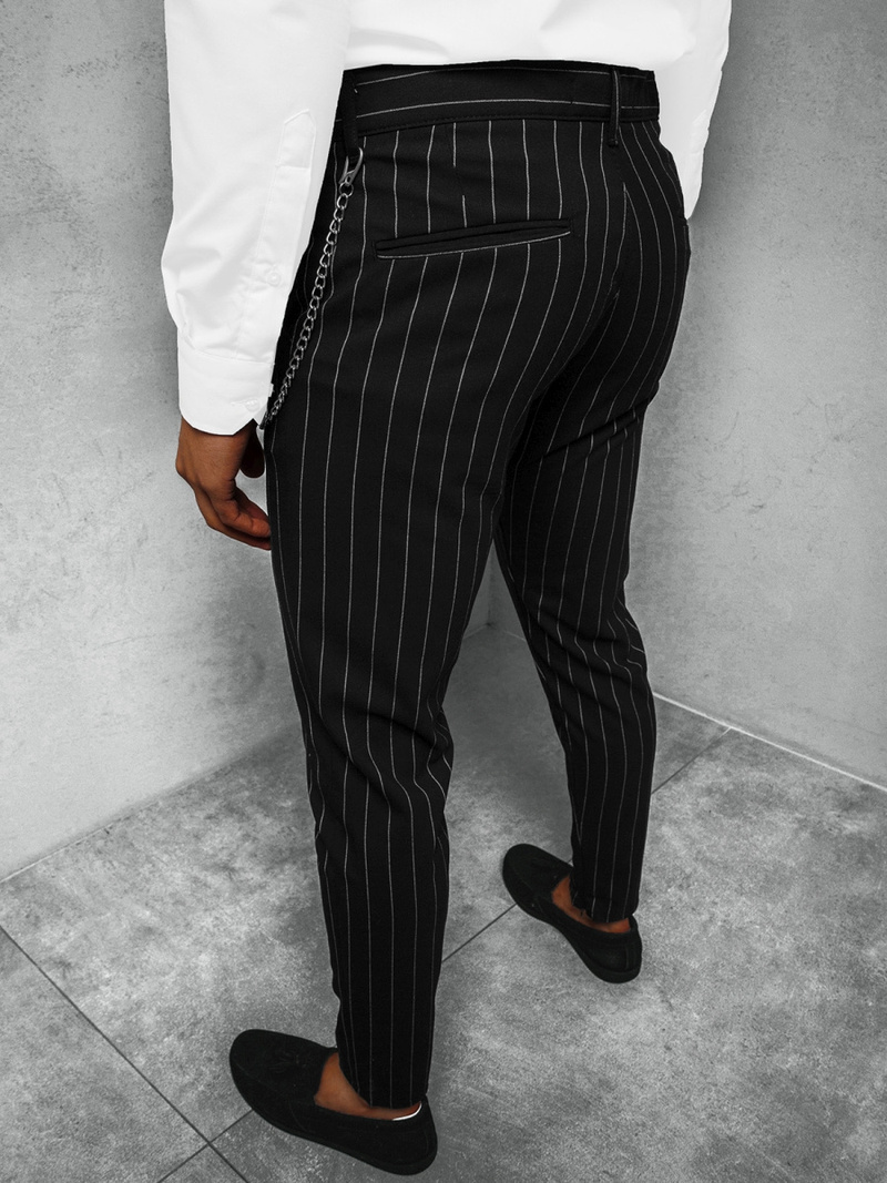 Spodnie męskie chino materiałowe czarne OZONEE DJ/5566