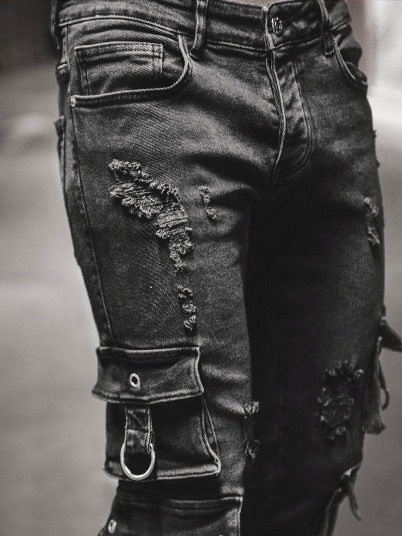 Spodnie jeansowe męskie czarne OZONEE O/B5960Z