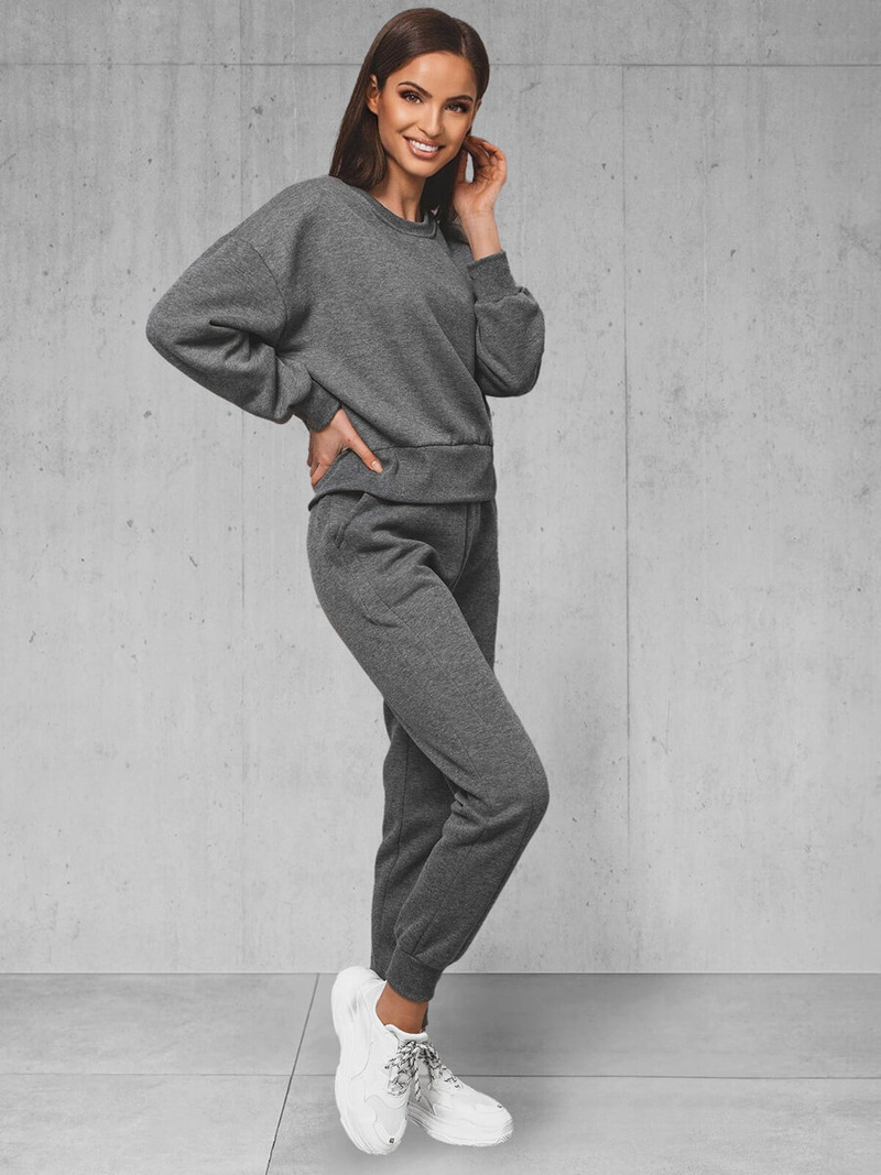 Komplet dresowy oversize dwuczęściowy damski grafitowy OZONEE JS/8C71/5