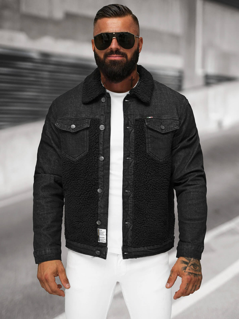 Чоловіча джинсова куртка Чорна OZONEE NB/MJ533NZ