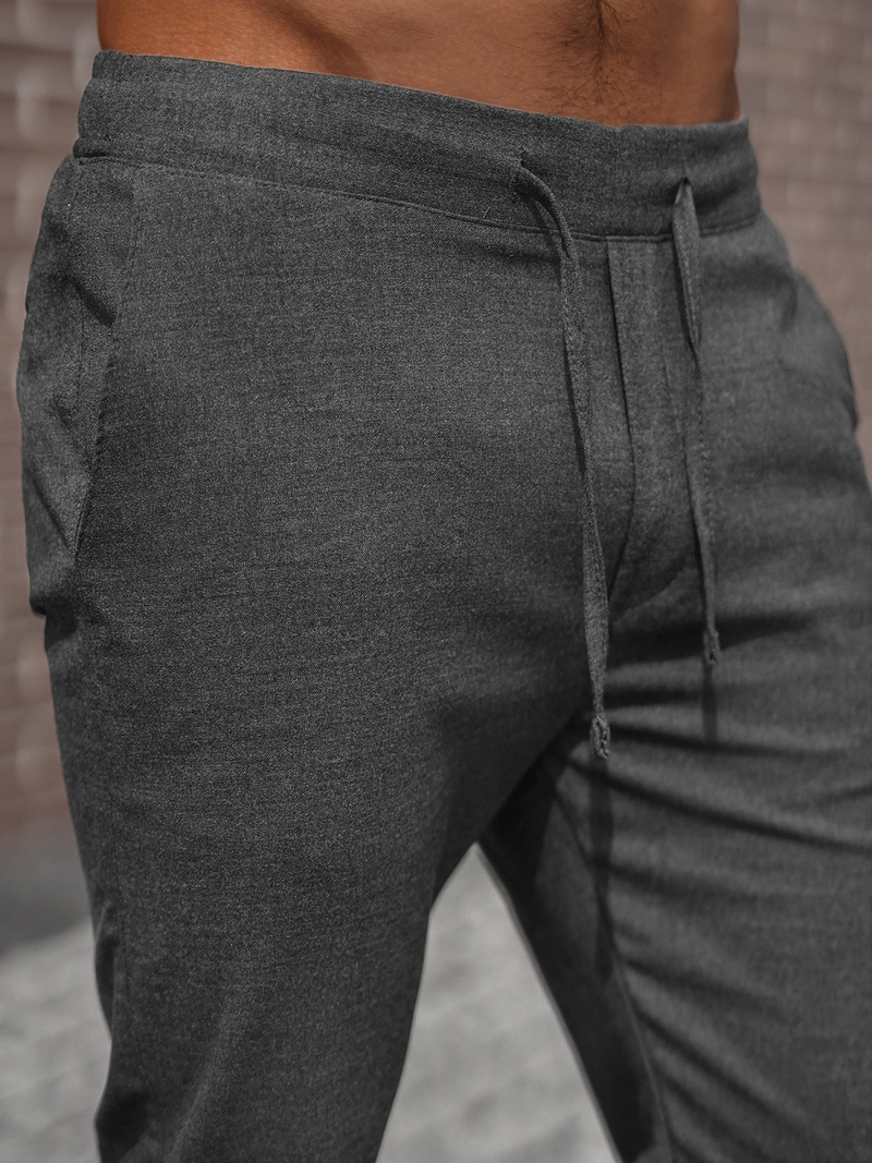 Spodnie męskie chino joggery materiałowe grafitowe OZONEE DJ/5539Z