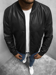 Kurtka przejściowa skórzana męska bomberka czarna/2 OZONEE N/6707