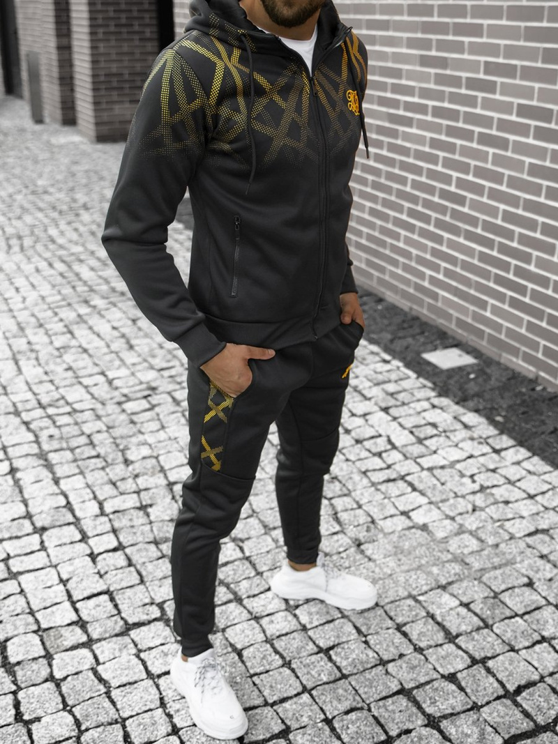Komplet dresowy męski czarno-złoty OZONEE O/HM395