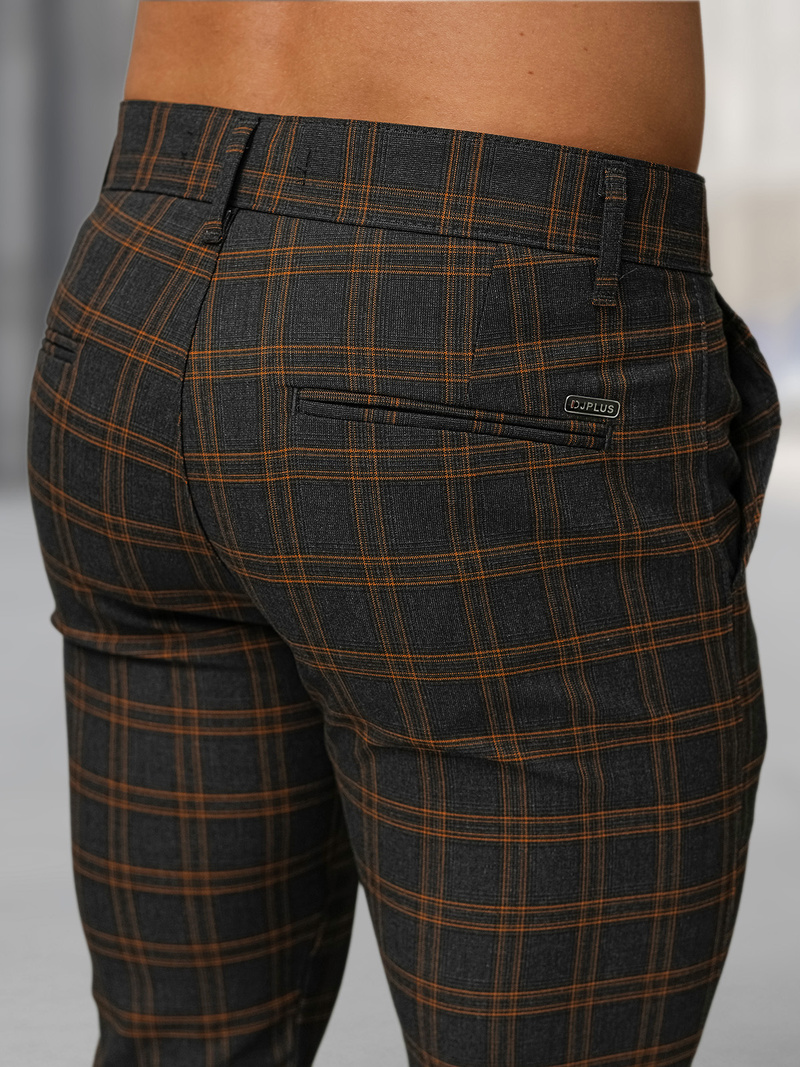 Spodnie męskie chino materiałowe grafitowe OZONEE DJ/5632Z