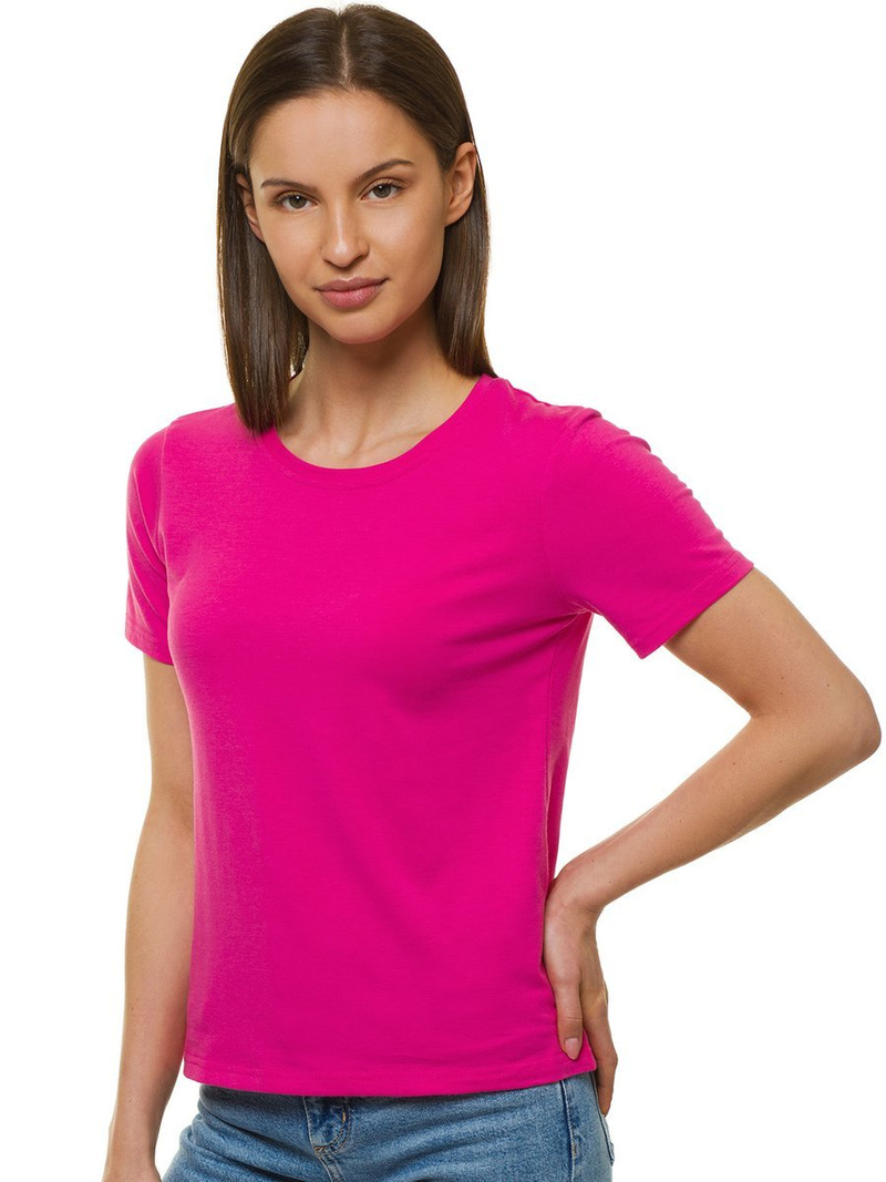 T-Shirt damski bez nadruku różowy OZONEE JS/SD211/19