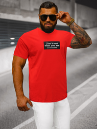 T-shirt męski z nadrukiem czerwony OZONEE MR/21540