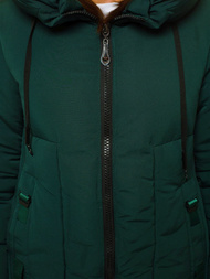 Kurtka zimowa damska parka z kapturem ciemno-zielona OZONEE O/TY033/38/21