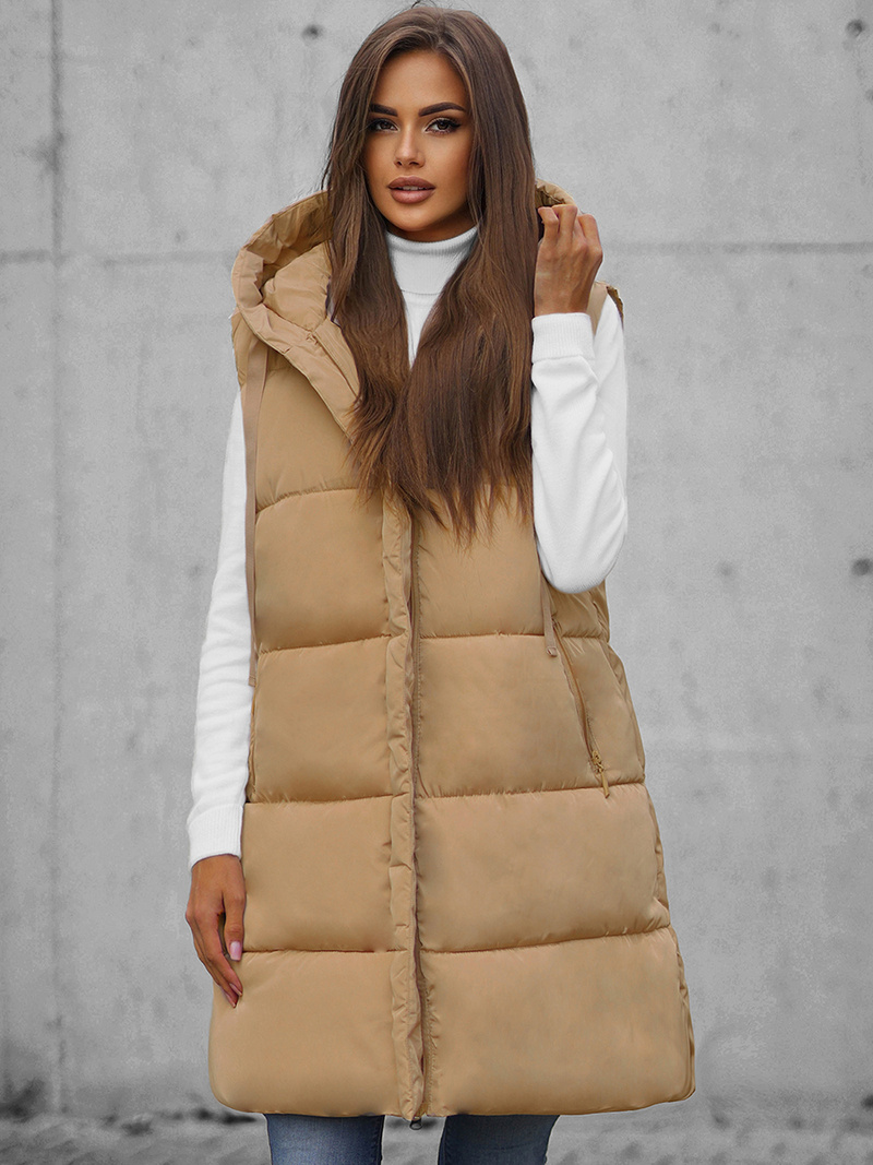 Стьобаний жіночий жилет Бежева OZONEE O/81266Z