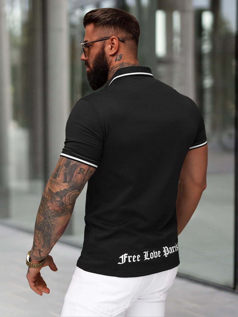 Koszulka męska polo czarna OZONEE O/YN2/559