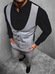 Komplet męski - kamizelka I spodnie chino szary OZONEE DJ/5606