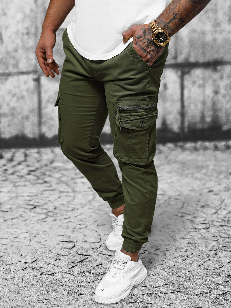 Spodnie męskie chino joggery zielone OZONEE NB/MP0201MV