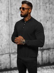 Bluza męska z kołnierzykiem czarna OZONEE O/TB2203