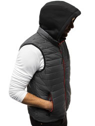 Kamizelka męska pikowana z kapturem grafitowa OZONEE N/6102