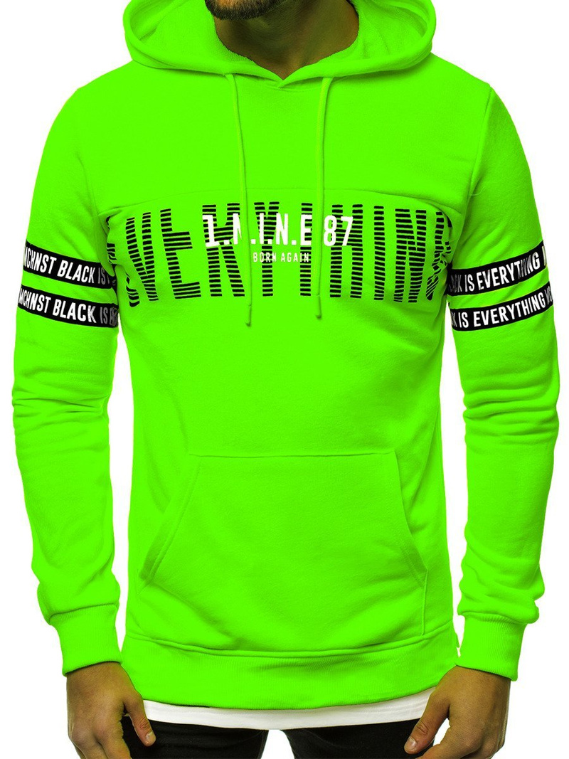 Bluza z kapturem męska zielona-neon OZONEE MACH/3123