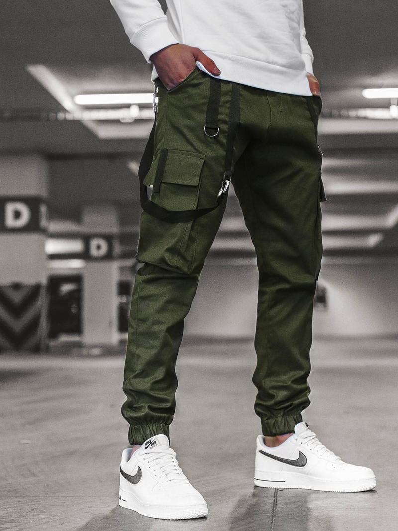 Spodnie męskie chino joggery khaki OZONEE O/11106