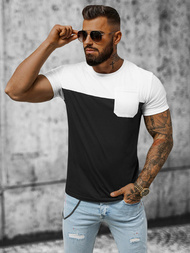 T-shirt męski biało-czarny OZONEE JS/8T91/3Z